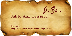 Jablonkai Zsanett névjegykártya